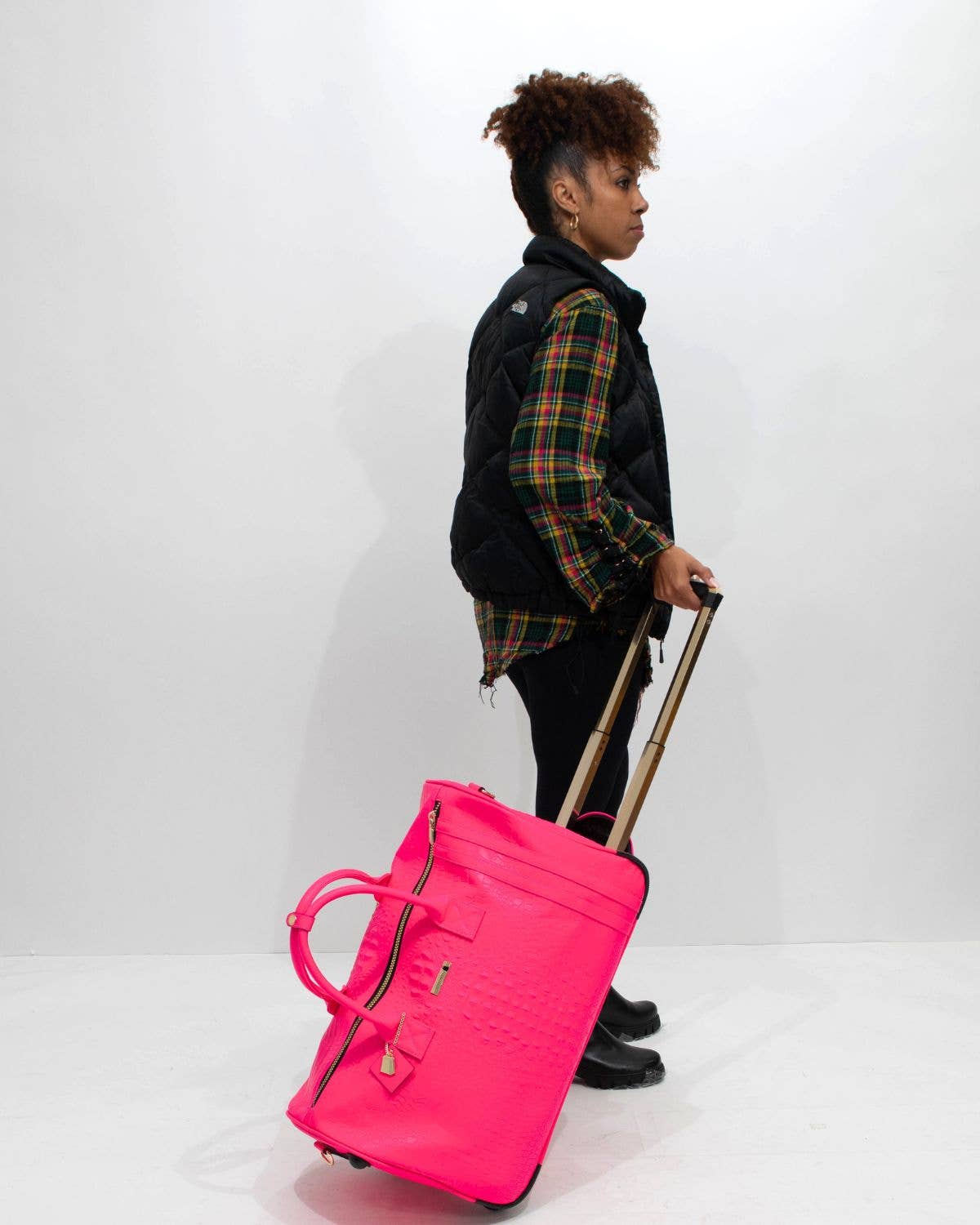 Tote&Carry - Wholesale Weekender Bag - Women's - Apollo 2 Rolling Duffle Bag in Neon Pink3