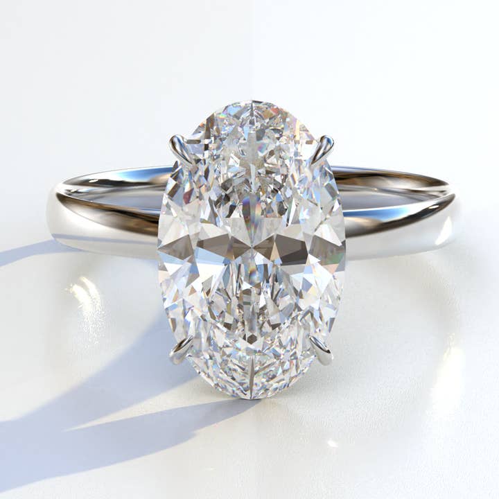 Mohana Jewels - Luxury - Wholesale Engagement Ring - 4 Carat Oval cut Lab Grown Diamond Solitaire Engagement Ring, E VVS Diamond - Cadris0