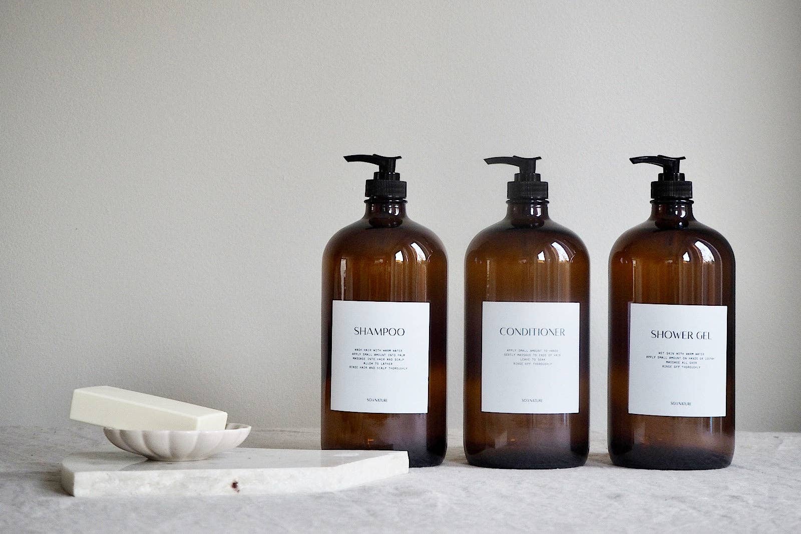 So At Nature - Wholesale Soap Dispenser - Shower Gel, Shampoo And Conditioner Dispenser Set - So At Nature3