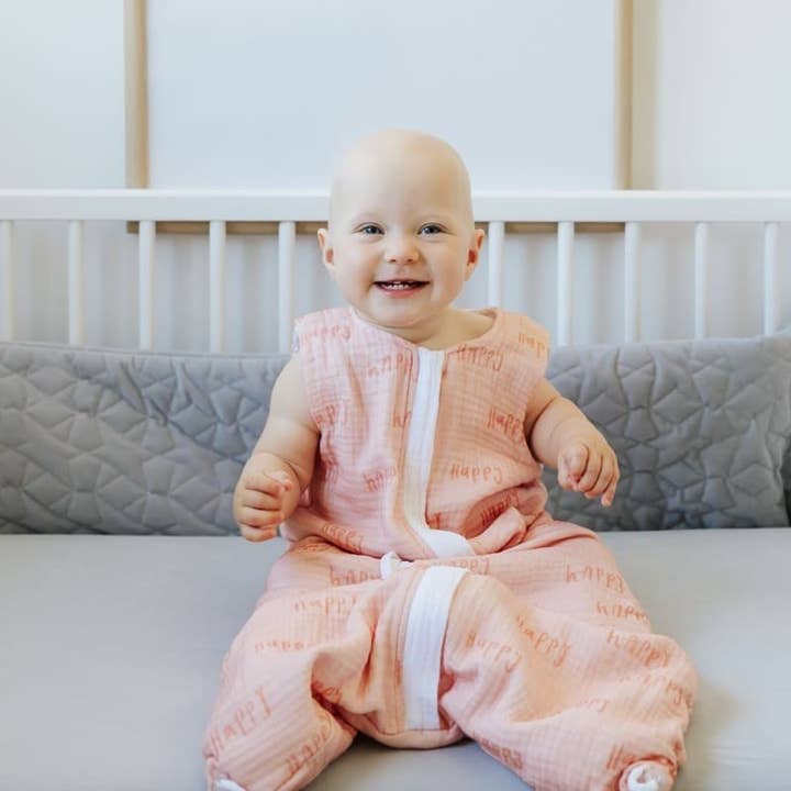 Saco de dormir Tog 1 Happy/White de doble cara para crecer para venta al por mayor de MuuMee