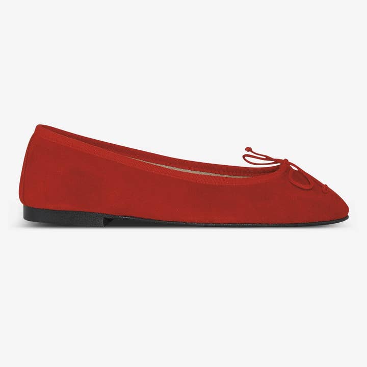 Ballerine en daim rouge pour femmes pour la vente par Deisidro