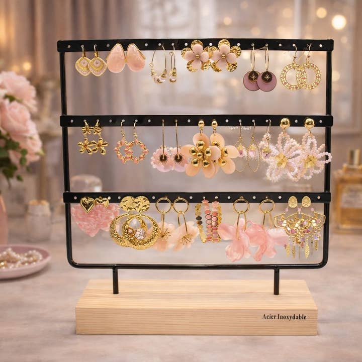 Paquete de 18 pendientes de acero - rosa para venta al por mayor de Reference Mode