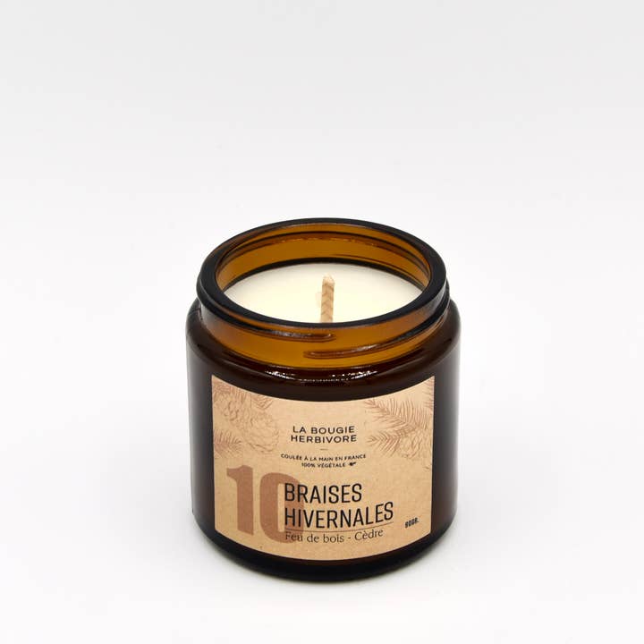 LA BOUGIE HERBIVORE – Großhandel Kerze im Glas / gefüllte Kerze – Duftkerze Holzfeuer und Zeder Nr. 10 Winterglut