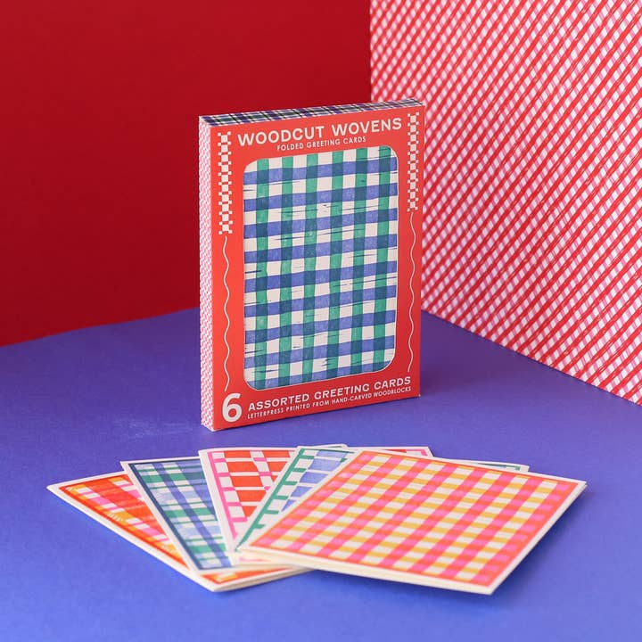 Heartell Press – wholesale Stationery/notecard set – Woodcut Wovens Assorted Letterpress Cards Set1