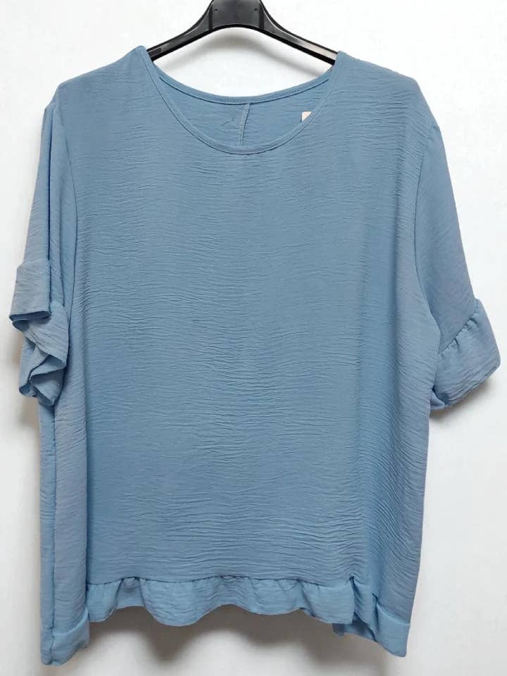 Miss Bold - Vente Chemisier – femme - Haut à manches courtes à volants avec détail de boutons au dos et col rond6