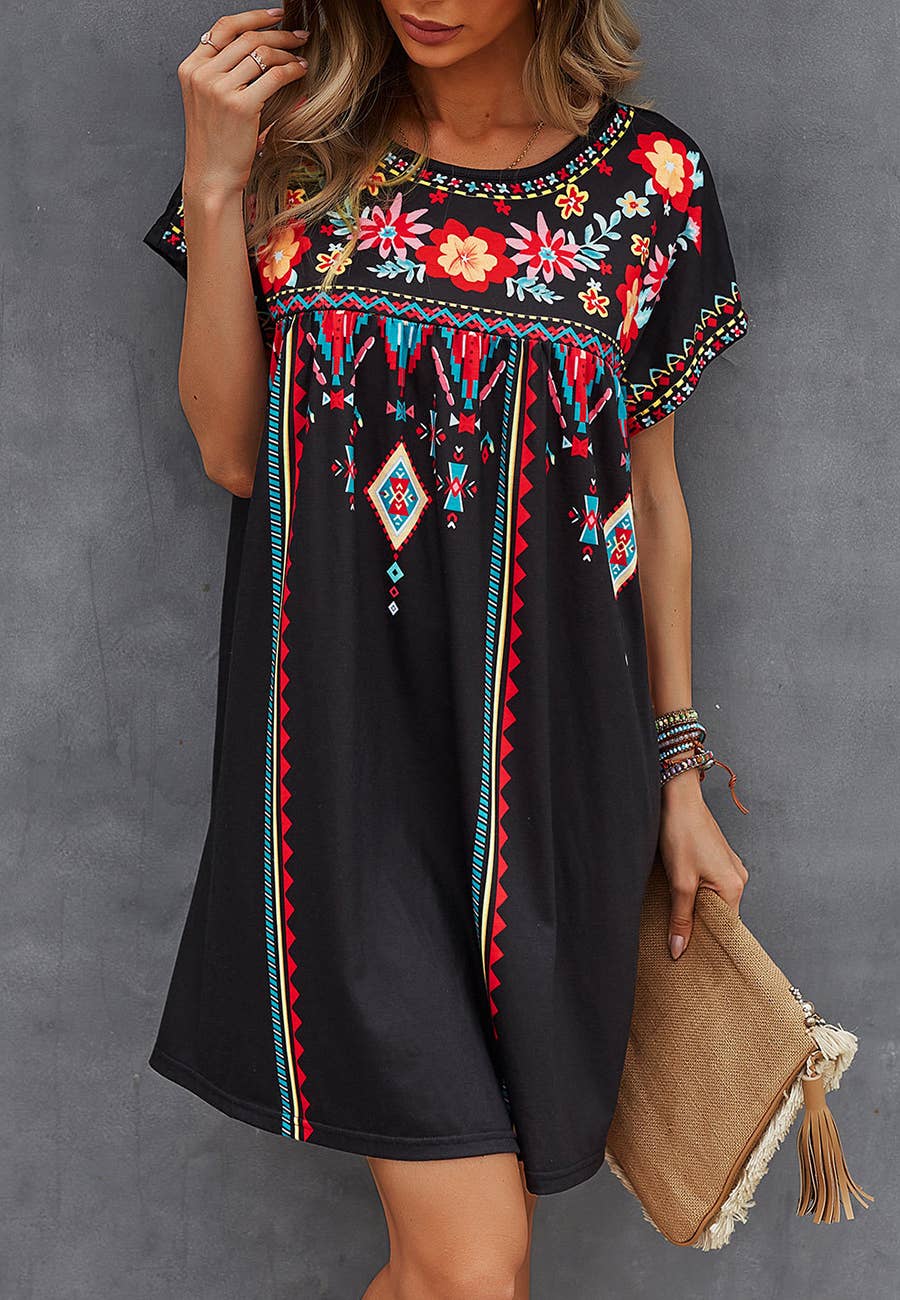 Anna Kaci Wholesale - Wholesale Dress - Women's - Multicolor Floral Boho Print Dress8