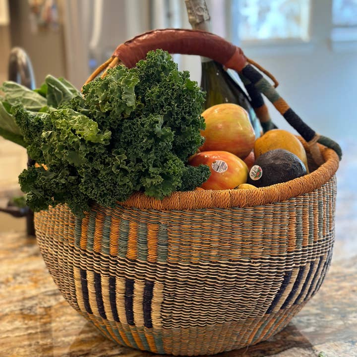 The African Home Goods - Wholesale Basket - African Market Basket - Bolga Ghana Burnt Orange Basket - Large: 14-16" Across3