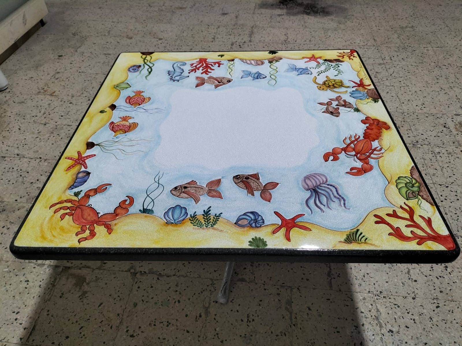 DD Ceramiche Siciliane - Wholesale Coffee Table - Square Table Marine Nature Decor – Decorated Lava Stone1
