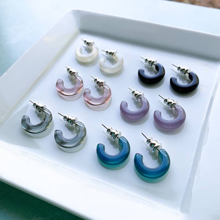 Huggie Hoops Collection | Small Tiny Minimalist Resin Hoops for wholesale by Fenna&Fei