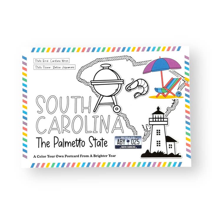 Kleur je eigen ansichtkaart van de staat South Carolina voor wholesale door A Brighter Year