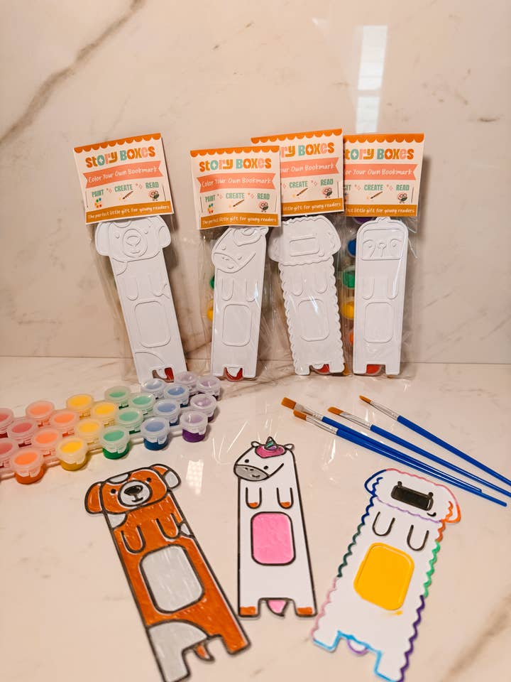 Color Your Own Animal Bookmark Craft Kit – Kids DIY Reading Activity with Brush & Paint for wholesale by Story Boxes