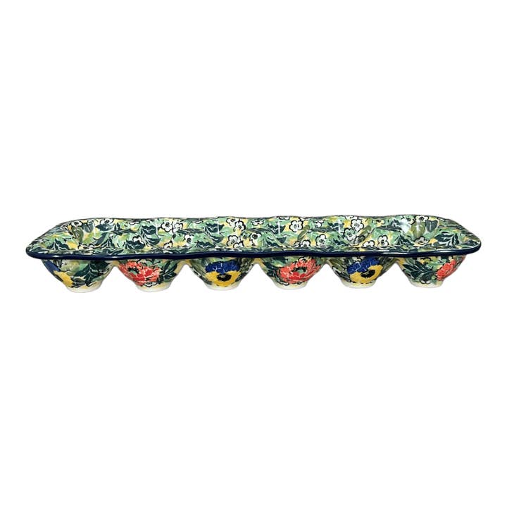 Egg Carton, 13.25" x 5" in "Tropical Love" by Ceramika Artystyczna | AC28-U4705 for wholesale by Polish Pottery Outlet