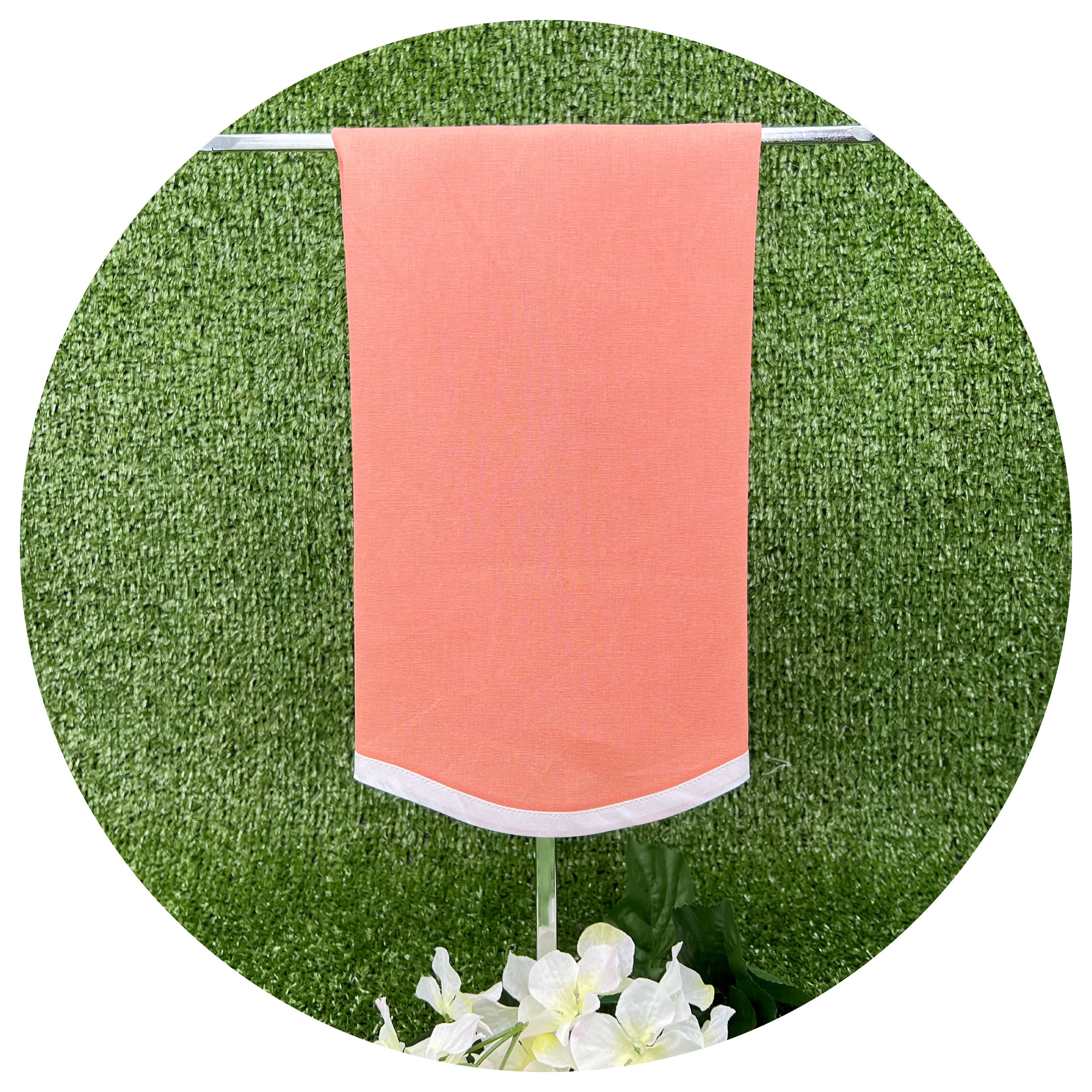 THE ROYALTY COLLECTION - Wholesale Hand Towel - Scallop Linen Blend Guest Towel With White Trim3