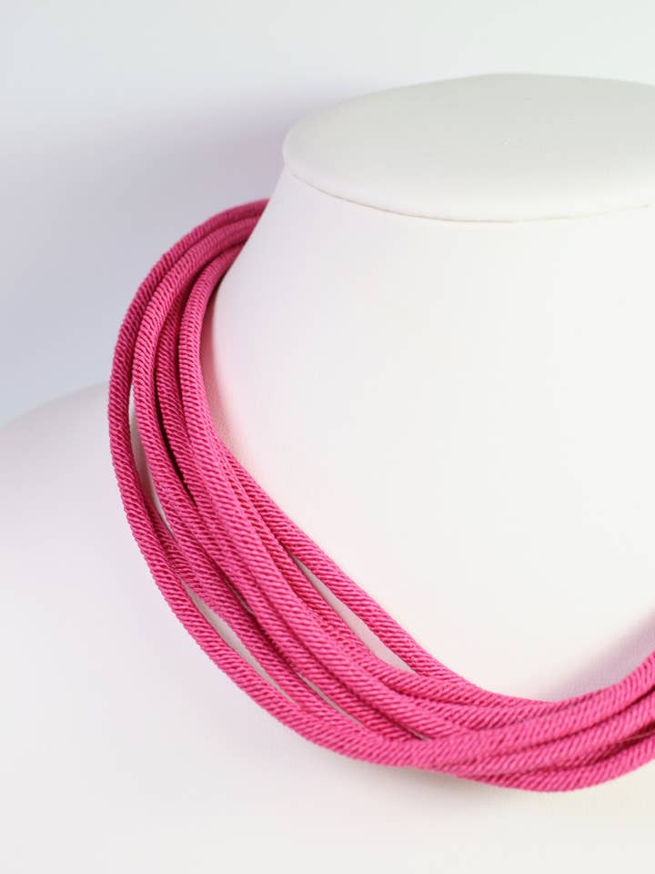 Cranston Cord Necklace Fuchsia for wholesale by Caroline Hill