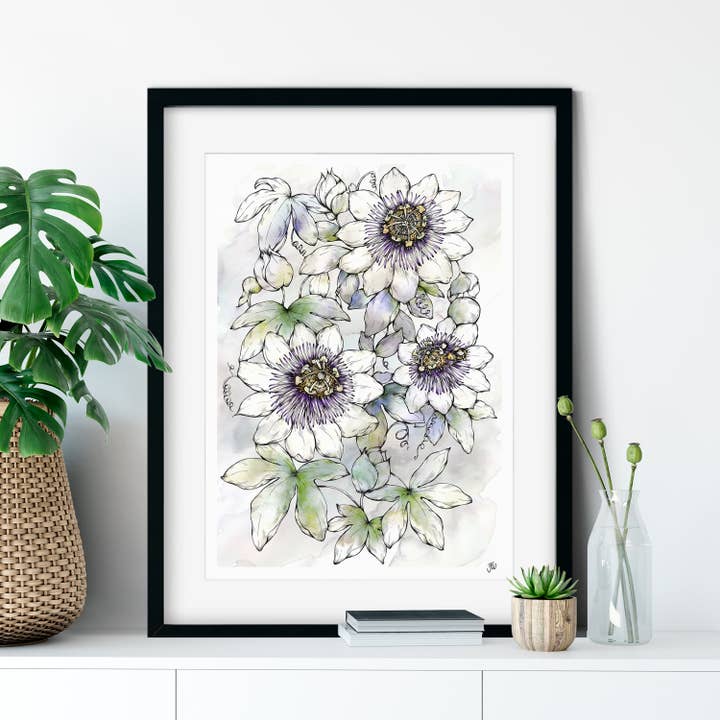 Passion Flower Fine Art Giclée Print for wholesale by Jessica Wilde