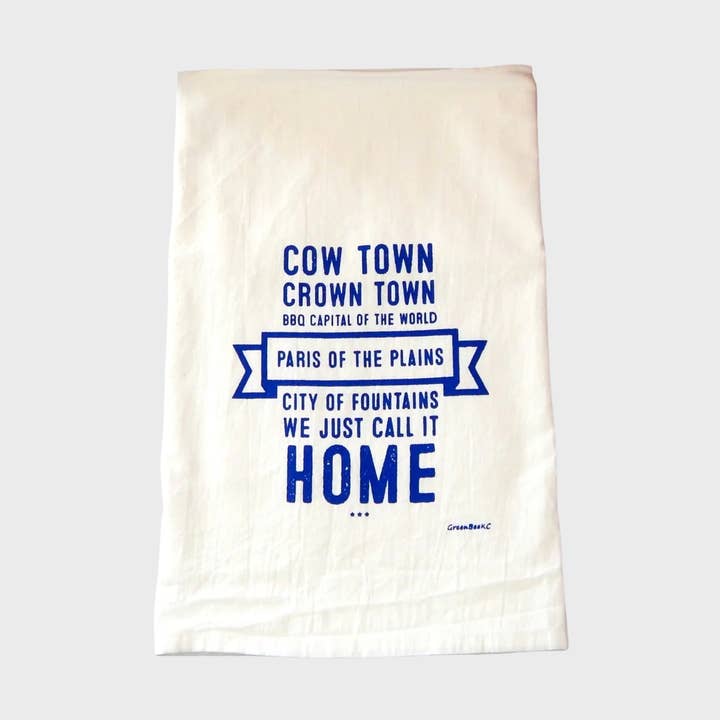 Kansas Cow Town Kitchen Towel | Tea Towel | State Dish Towel for wholesale by Green Bee Tea Towels