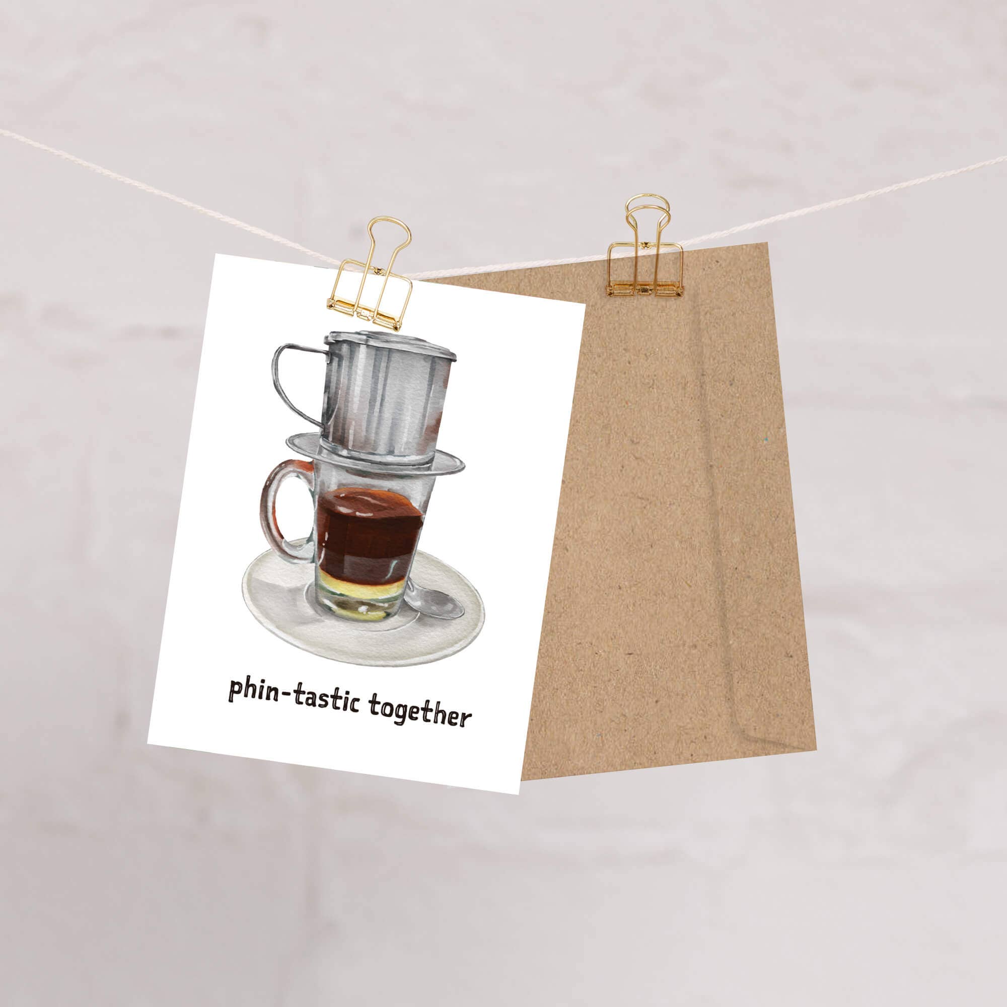 Cute Asian Cards - Wholesale Love Card - Phin-Tastic Match | Vietnamese Coffee Lovers Pun Asian Greeting Card1