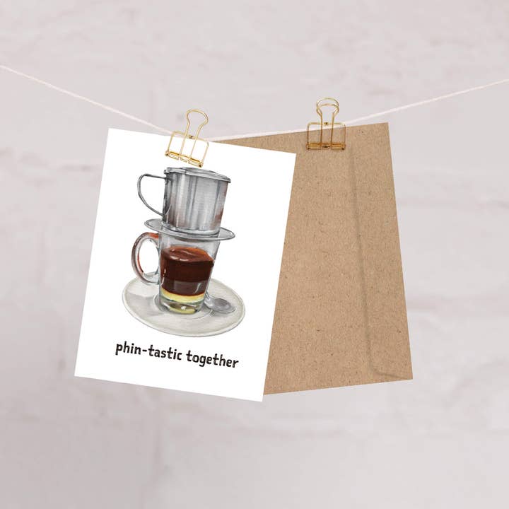 Cute Asian Cards - Wholesale Love Card - Phin-Tastic Match | Vietnamese Coffee Lovers Pun Asian Greeting Card1