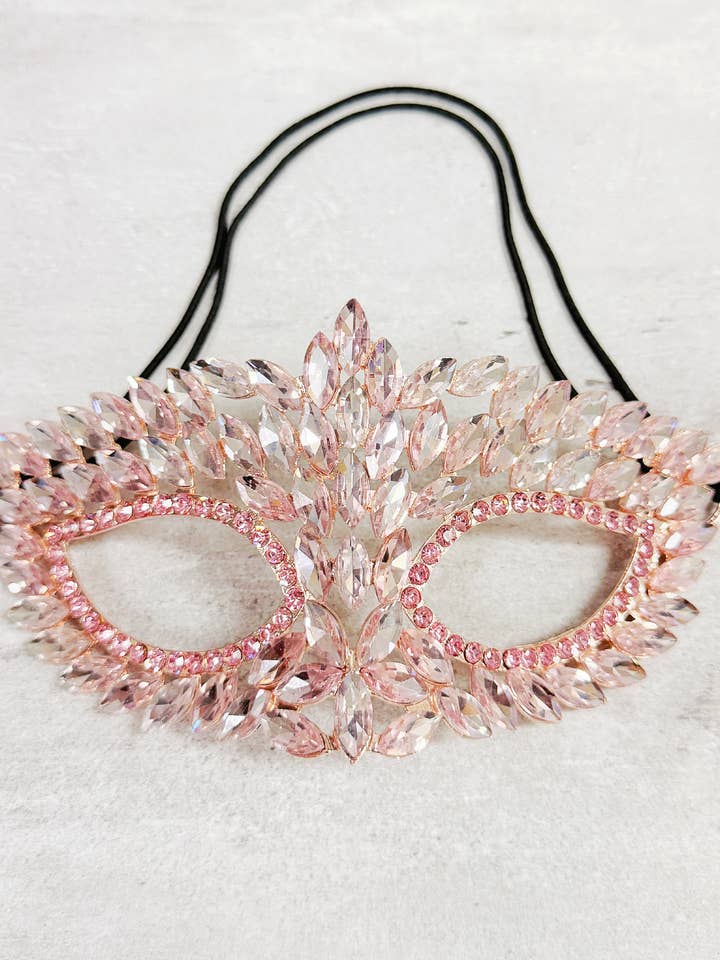 Máscara dourada de baile de máscaras, máscara de cristal rosa máscara de cosplay. por atacado de Happy Dream Gifts