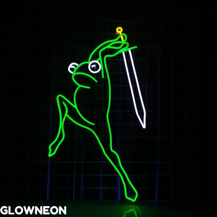 Glow Neon - Wholesale Neon sign - Frog With Sword Neon Sign, Frog Led Sign, Decor Gift For Kid1