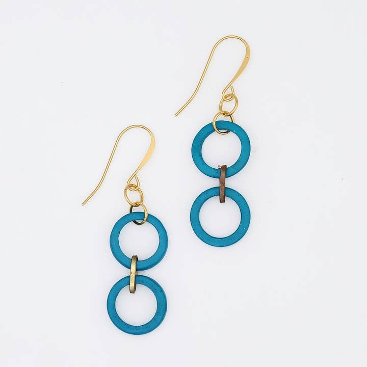 Blue Double Link Drop Earrings for wholesale by Sylca Designs