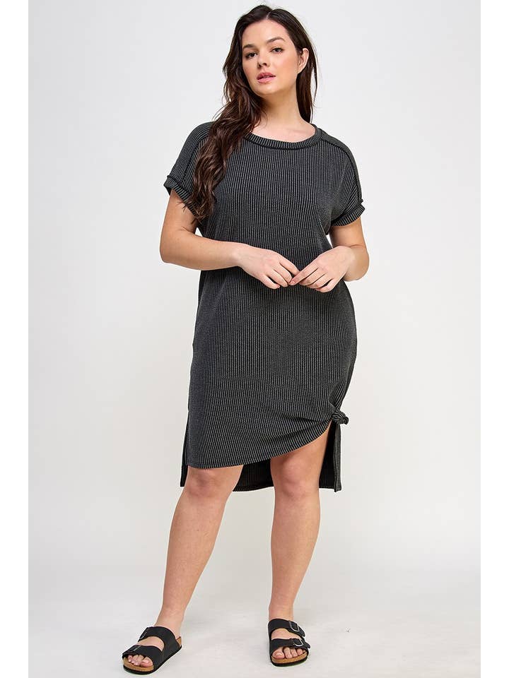 Haute Fox Plus Size & Contemporary – Engroshandel Kjole - Dame – Ribbet midi tee kjole i store størrelser JK18643-D4