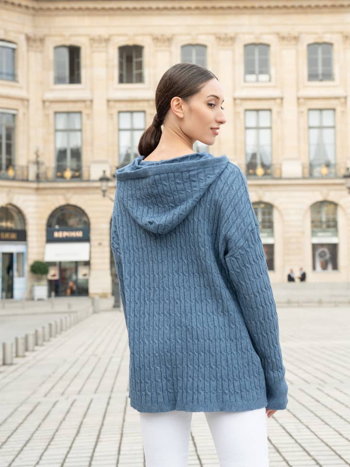 ORNELLA PARIS - Wholesale Knit Sweater - Women's - LEL-P8730 ribbed sweater with hood22