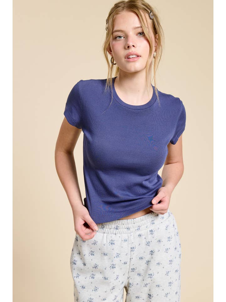 Mimosa - Wholesale T-Shirt - Women's - Basic Short Sleeve Baby Tee Knit Top24