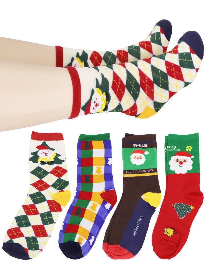 Festive Holiday Patterned Elastic Quarter Socks for wholesale by Cap Zone
