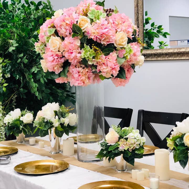 Angel Isabella - Venta al por mayor Flores artificiales - Hortensia artificial de 22 pulgadas, flor de 7 pulgadas5
