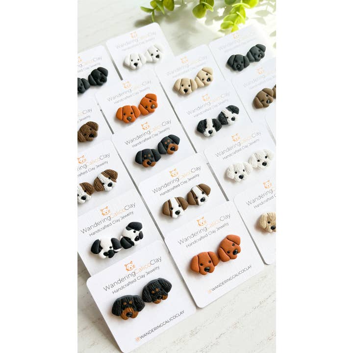 WanderingCalicoClay - Wholesale Stud/Post Earrings - Dog Stud Earrings, Polymer Clay Dog Earrings, Dog Jewelry