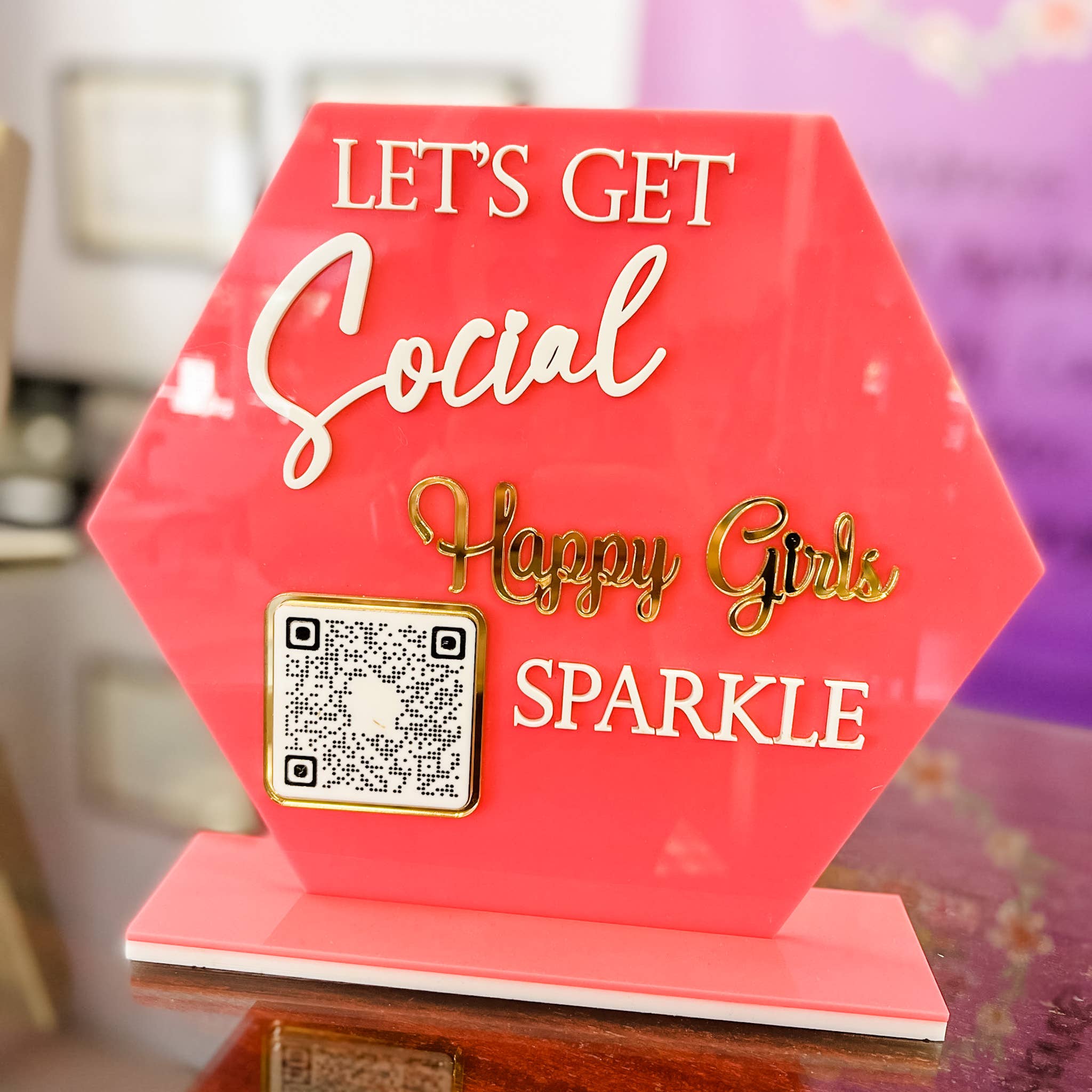 Lemondrop Designs - Wholesale Sign - Custom Let's Get Social Store Sign Cash Wrap Checkout2