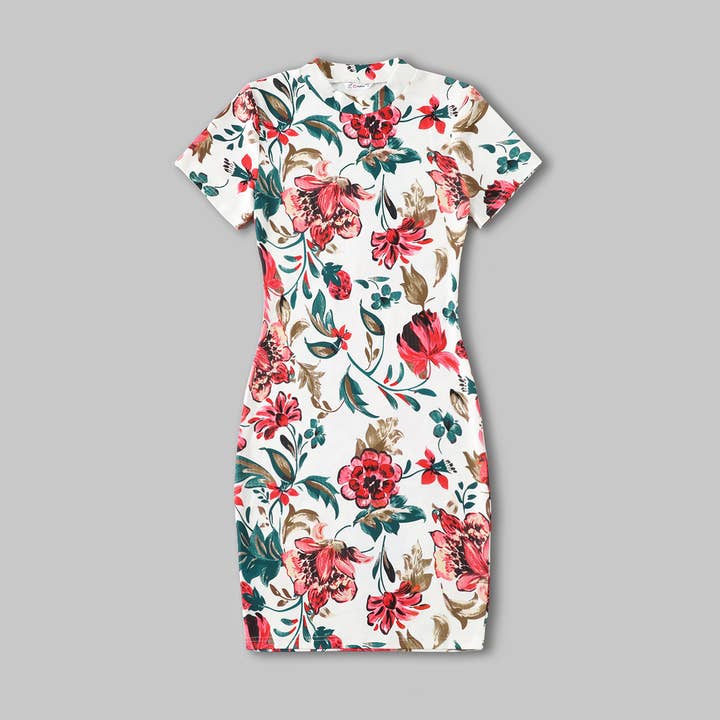 Familie Matchende All Over Blomstret Print Kortærmet Bodycon for engroshandel hos PatPat Matching