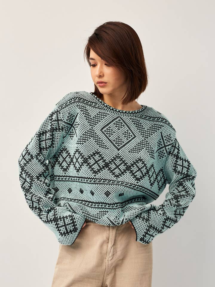 Damen-Sweatshirt Oversized Zarina Mint für den Großhandel von Handmade Originals Ukraine