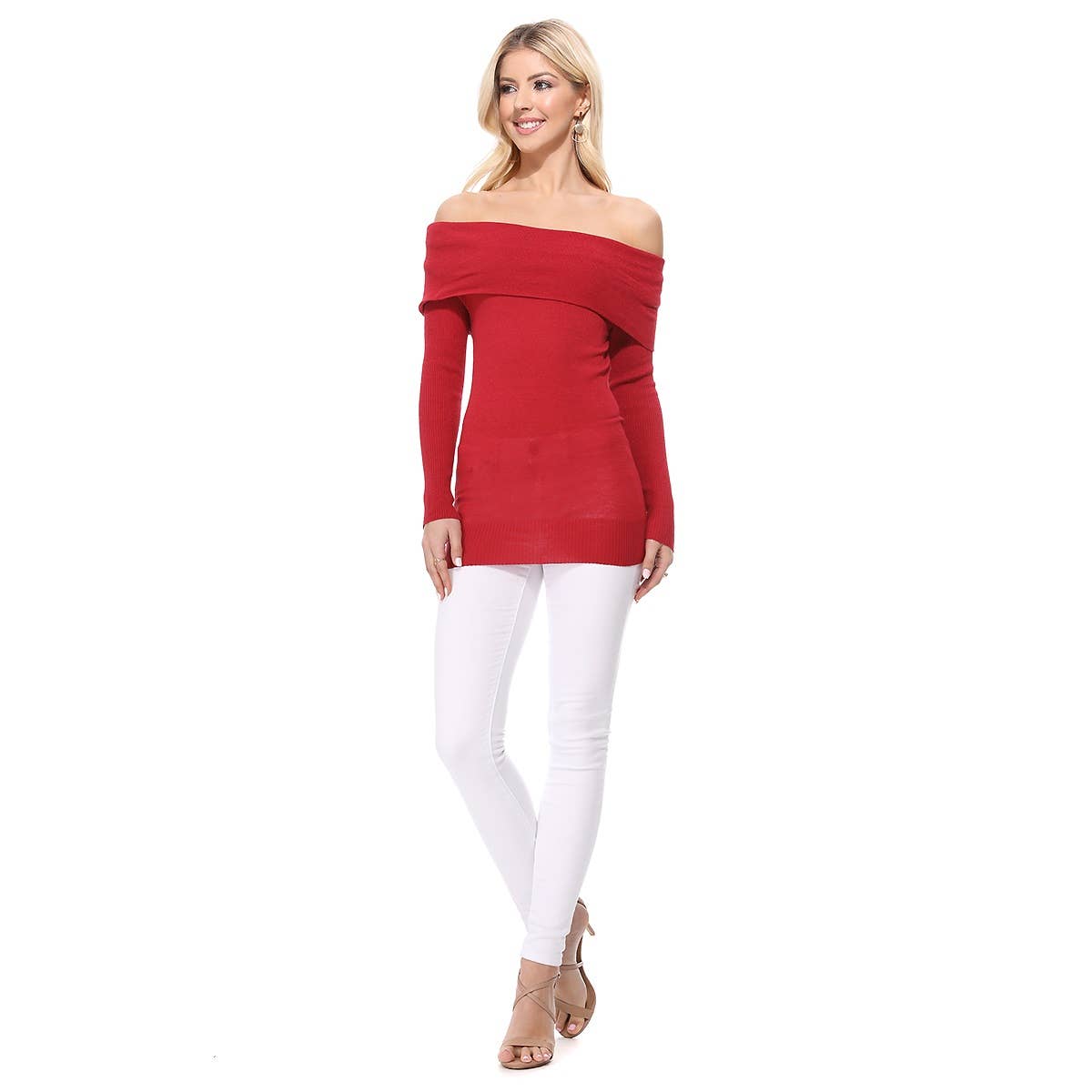 Mak - Venta al por mayor Jersey corto de punto - Mujer - Suéter de punto suave de rayón y elástico con hombros descubiertos MK35985