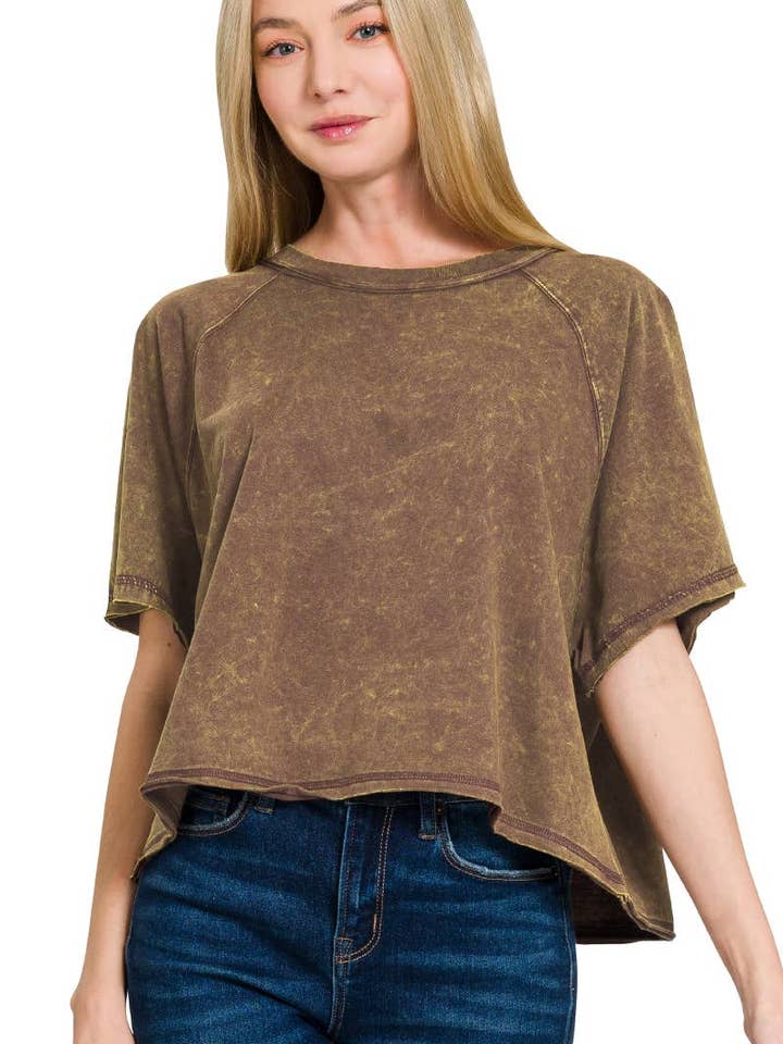 T-shirt corta a girocollo effetto acido per la vendita all'ingrosso da parte di Vanilla Monkey