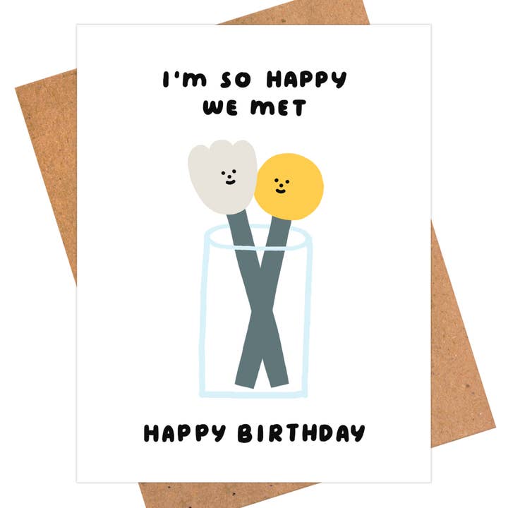 iej studio - Wholesale Birthday Card - Cute Birthday Card - So Happy We Met Flowers