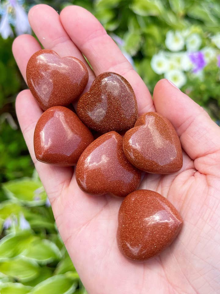 Goldstone Heart Orange Crystal Puffy Hearts for wholesale by Tumbledshop