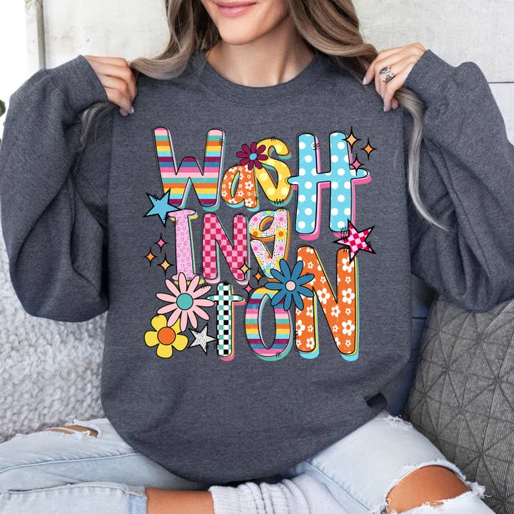 Funky States Washington Sweatshirt for wholesale by Aluminum Petunias
