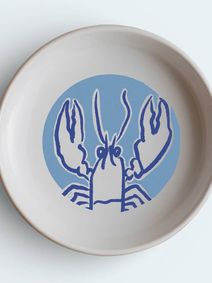 Lobster ceramic plate for wholesale by Sovende Bjorn