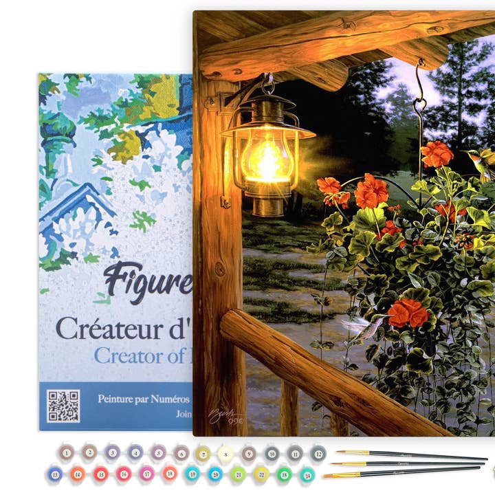 Malen nach Zahlen Laterne unter der Veranda gerahmt für den Großhandel von Figured'Art