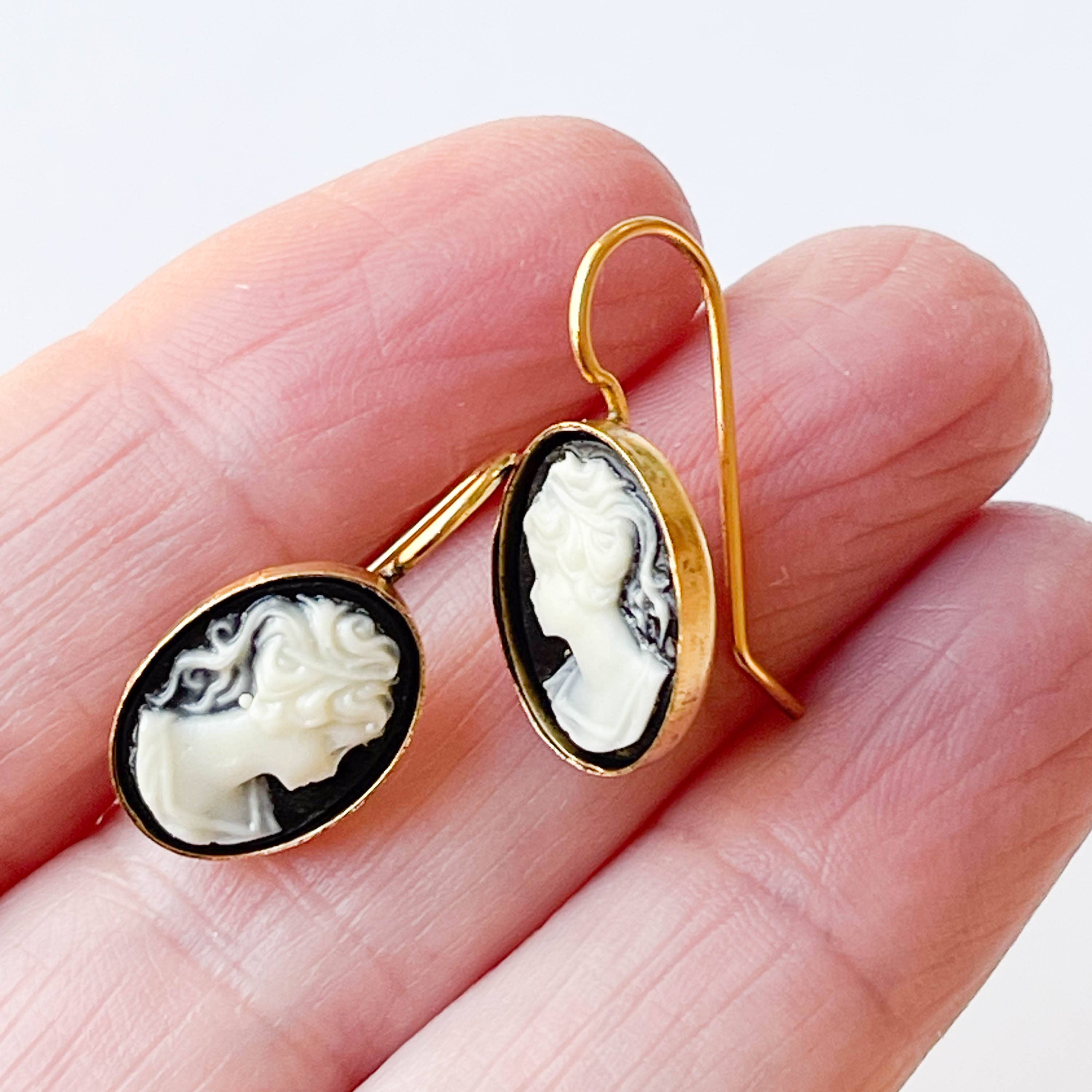 Nest Pretty Things - Wholesale Dangle Earrings - Small Black Cameo Earrings