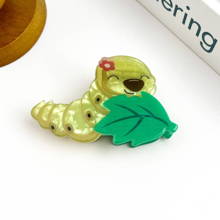SoapElenGlen - Wholesale Hair Clip - Women's - Cute Silkworm Hair Claw, Animal Hair Clip