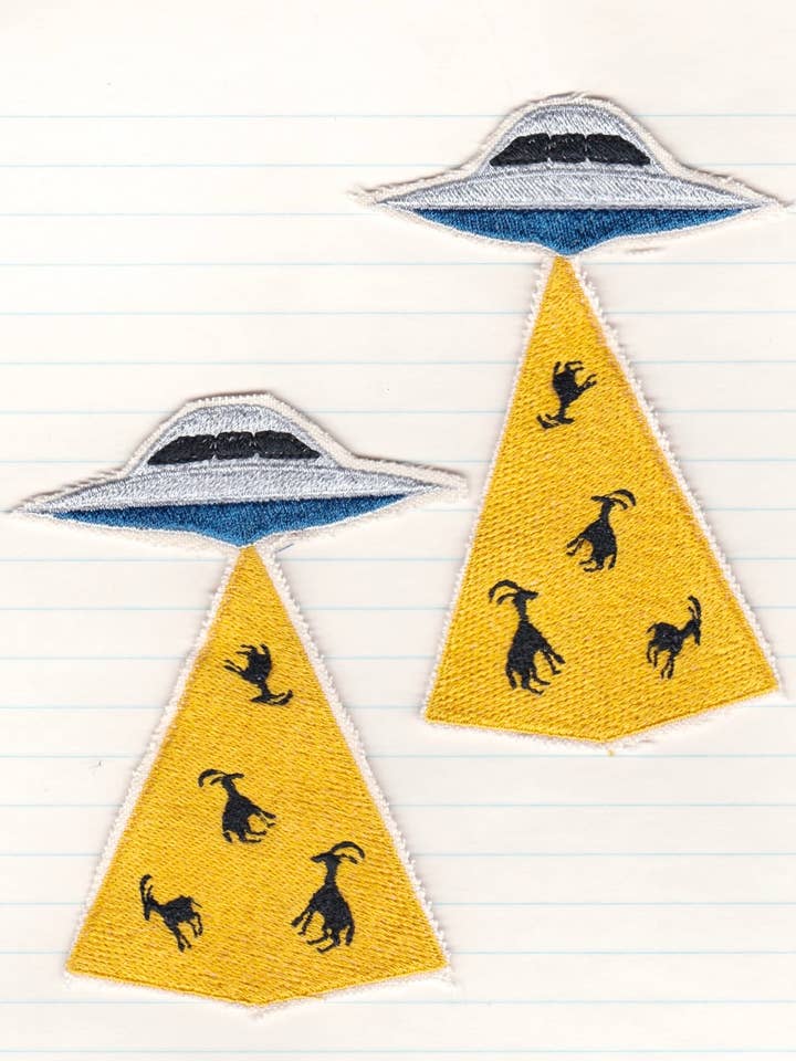 "Alien Ram Abduction" Embroidered Patch for wholesale by Nature Girl Industries/Center For Lost Objects