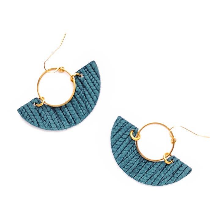 Teal Arch Statement Earrings | Art Deco Dangle for wholesale by Spoon & Theory Handmade