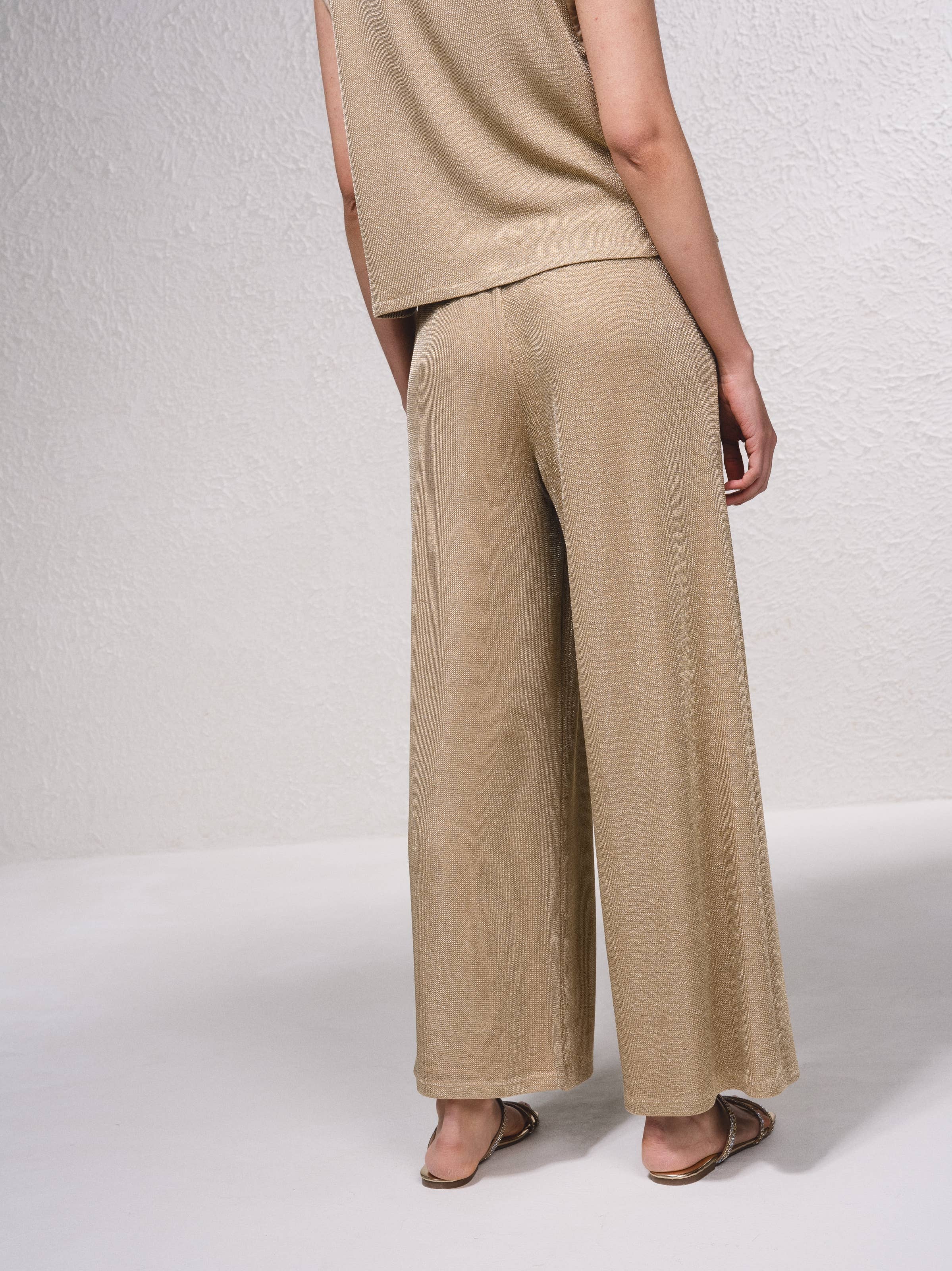 SMF – Calças - Mulher por atacado – Calças largas com lurex e cordão3