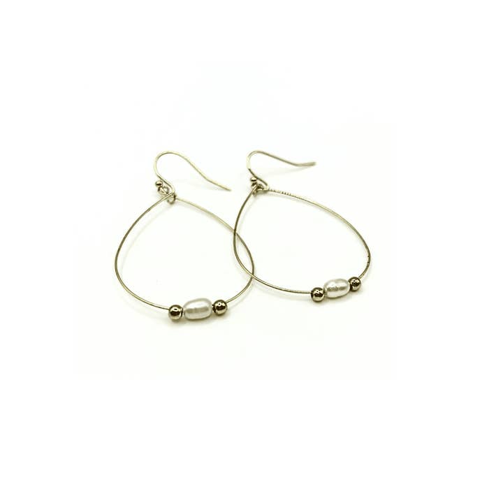 erin gray - Wholesale Dangle Earrings - Aster Dainty Rice Pearls & 14k Gold-Filled Beads
