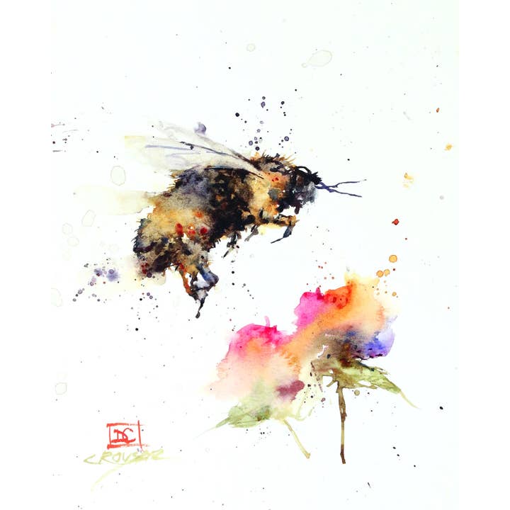 5 x 7" Greeting Card 'BUMBLEBEE and FLOWER' for wholesale by The Art of Dean Crouser Greeting Cards & Stickers