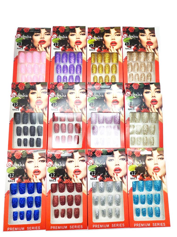 Glitterpress-on-naglar för wholesale av Lucylou Collection