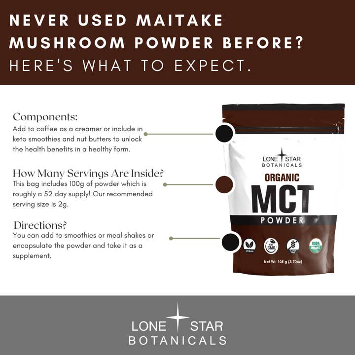 Lone Star Botanicals - Wholesale Protein/Superfood Powder - Organic MCT Powder -- 3.52 oz